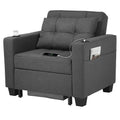Dark Gray Linen Futon Chair Bed S5445