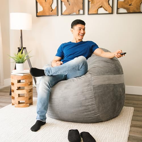 Medium Foam Filled Bean Bag Chair with Removable Cover, Collegiate Green, Durable Woven Polyester, 3 feet D32872