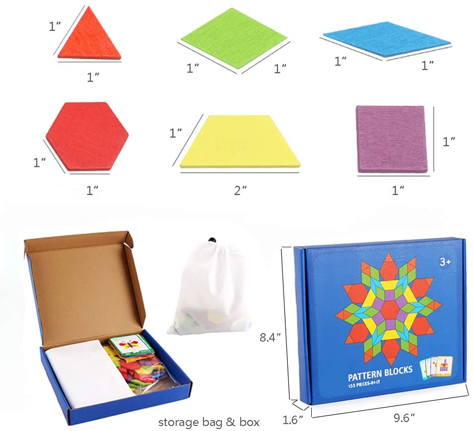 155 Pcs Wooden Geometric Shape Puzzle E68468