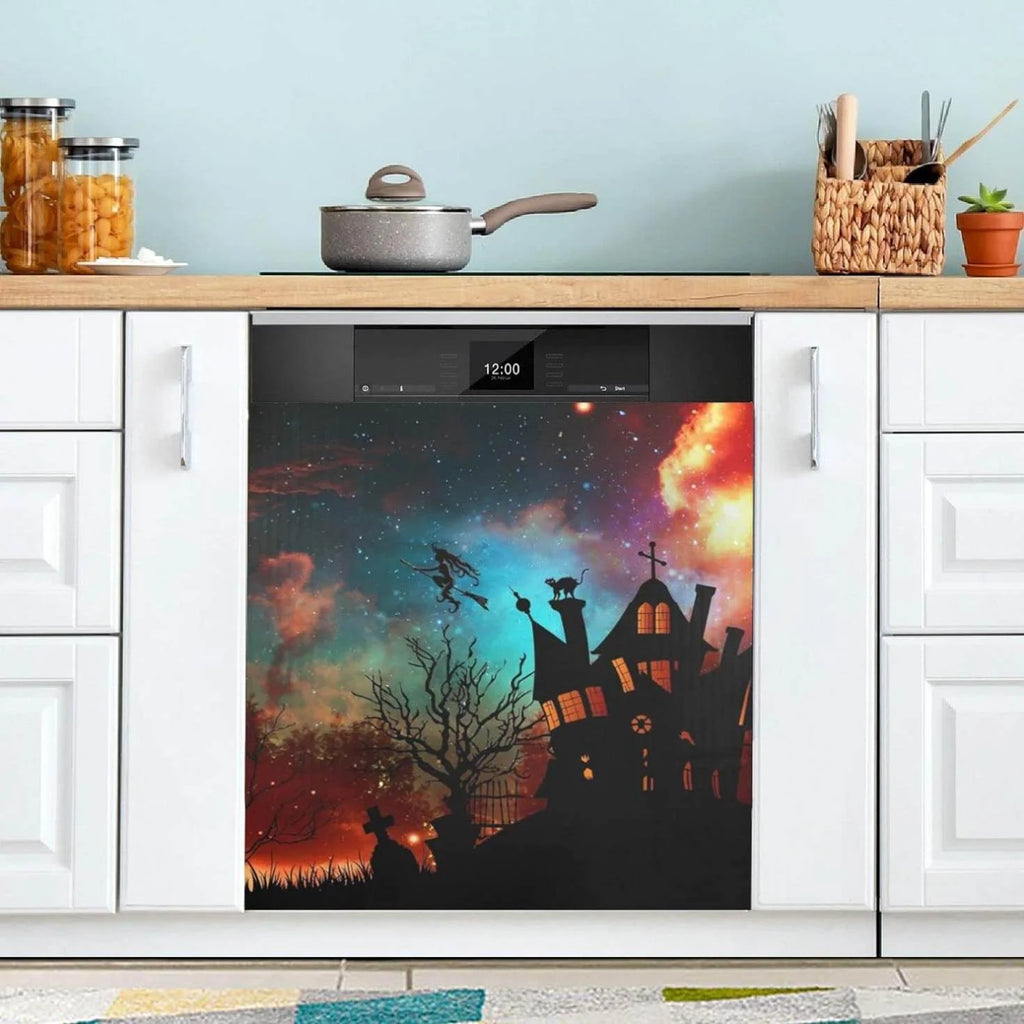 Halloween Witch Castle Dishwasher Magnet Cover, 23"x 26" Q92690