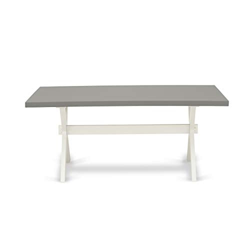 7 Piece Kitchen Set with Rectangle Table and 6 Light Grey Faux Leather Dining Chairs Y550