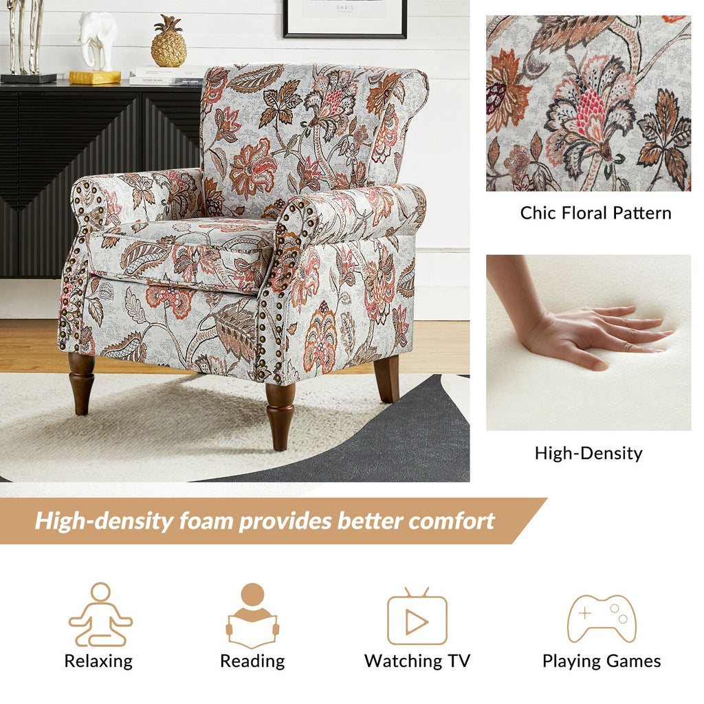 Pink Floral Accent Armchair C872