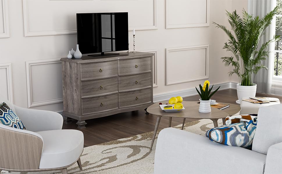 White 6 Drawer Wooden Dresser M164