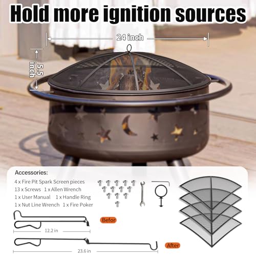 27 Inch Heavy-Duty Steel Mesh Fire Pit Screen H7250