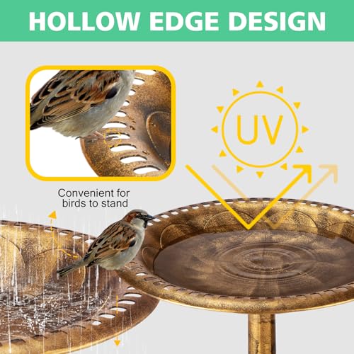 Bronze 28in Polyresin Bird Bath with 4 Removable Flower Planters H4010