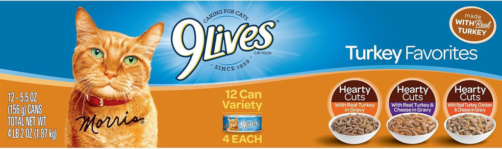 Turkey Favorites Variety Pack Wet Cat Food, 5.5-Ounce Can, Pack of 12 G81895