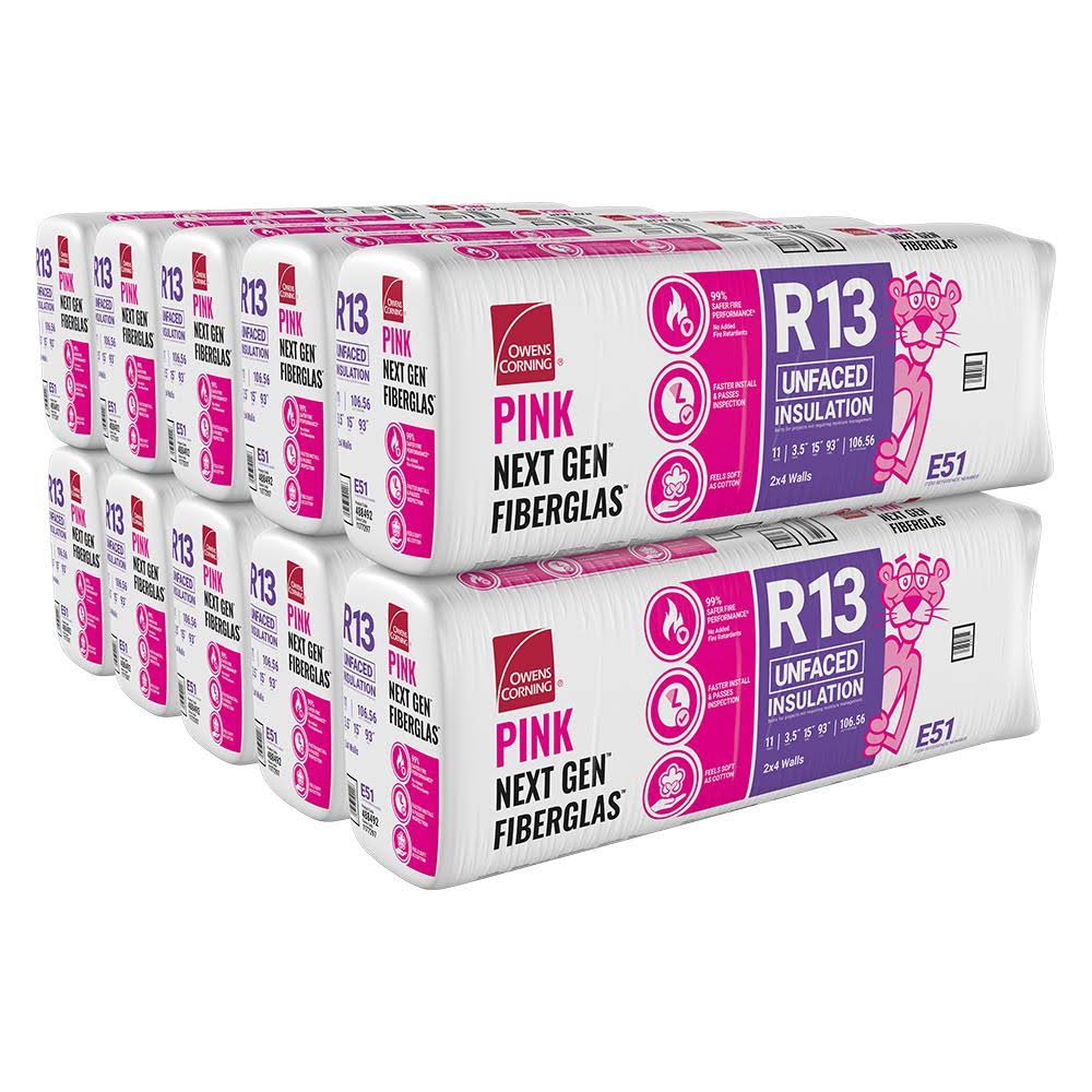 R-13 Unfaced Fiberglass Insulation Batt 15 in. x 93 in. (10-Bags) D109272