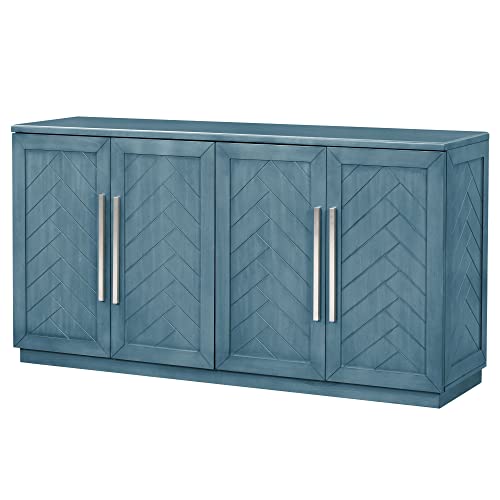 White 4 Door Sideboard Buffet Cabinet with Adjustable Shelves X744
