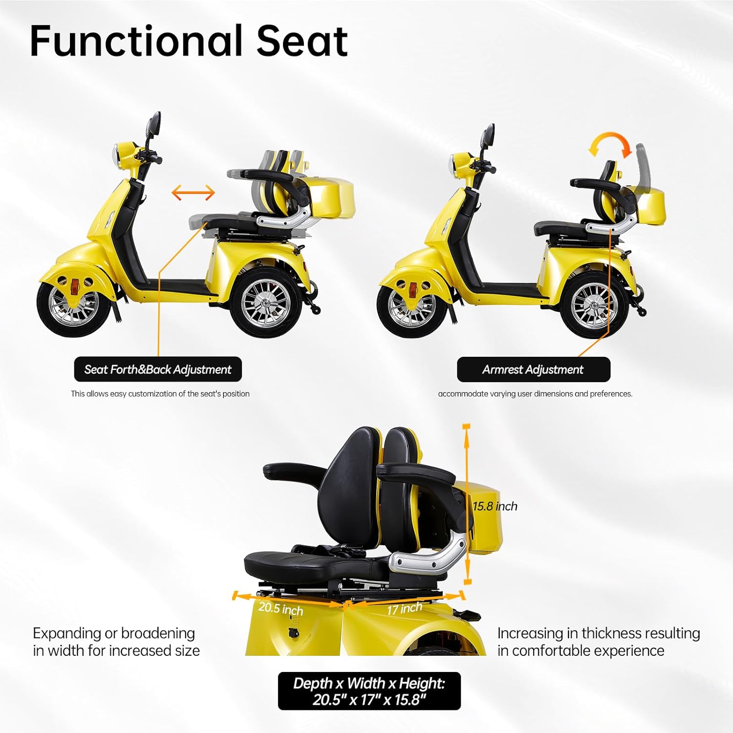 Heavy Duty 4-Wheel 3 Speed Mobility Scooter, 500 lbs. Weight Capacity G924