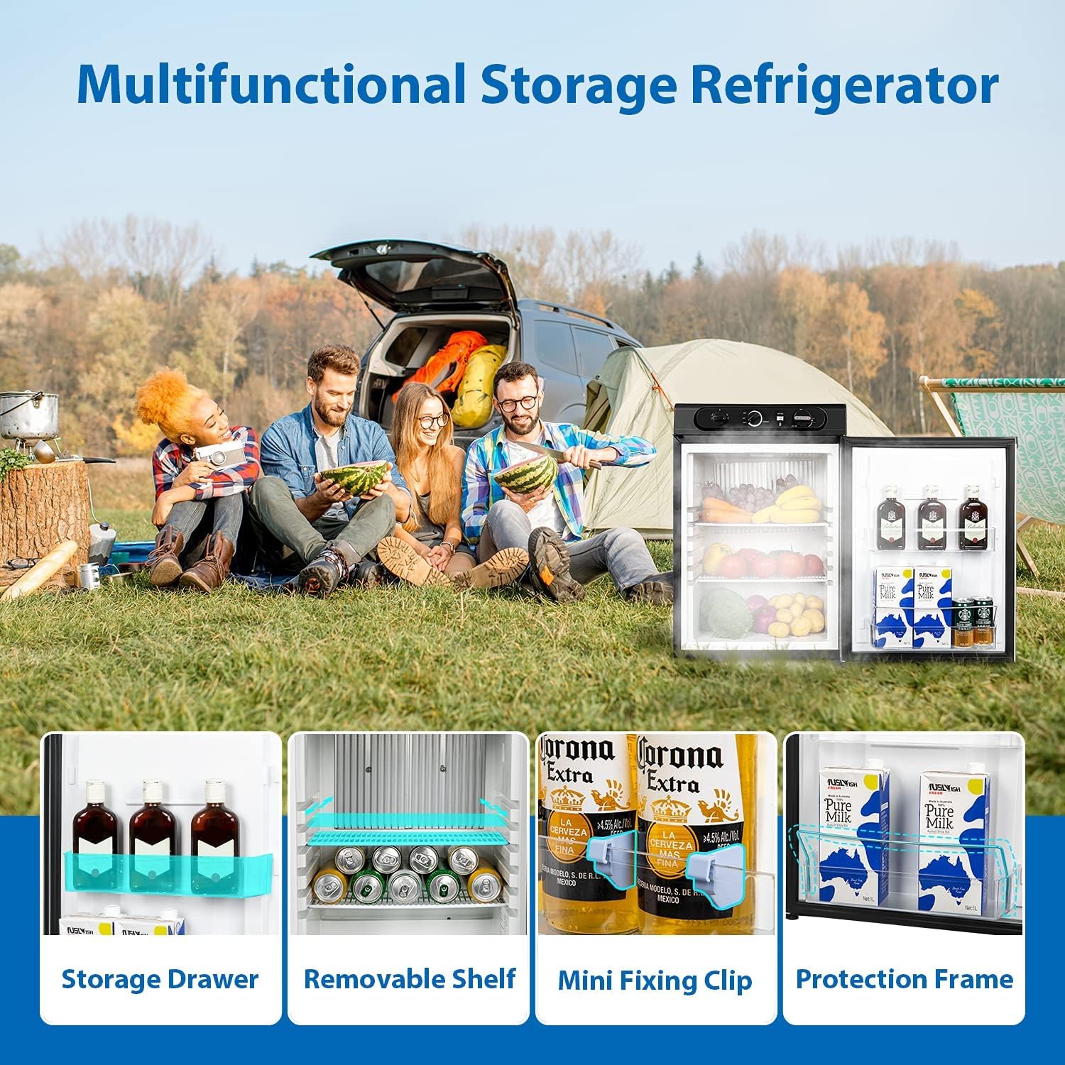 Black 2.1 Cu.Ft Propane Refrigerator 3 Way 120V 12V LPG K85635