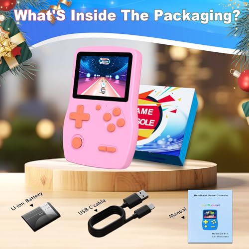 32 Bit Handheld Games with 139 Video Games 3.0 Inches IPS Screen Rechargeable Gaming Device (Blue) W133