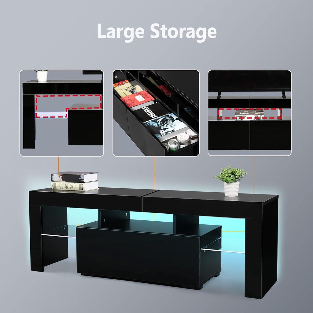 Black LED TV Stand, 51'' x 14'' x 18'' U231