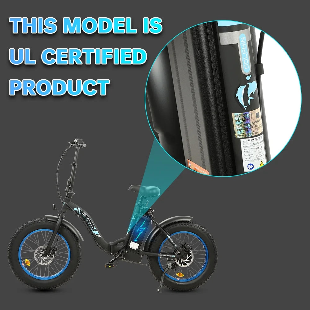 Foldable 20" 500W 36V Electric Bicycle Fat Tire Removable Battery 7 Speed J8529