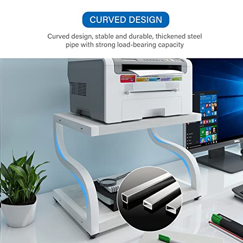 2 Tiers Wood Desktop Printer Stand with Storage P14433