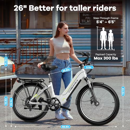 26" Electric Bike with 1000W Motor, 48V Removable Battery, 7-Speed, Front Suspension & LCD Display A867139