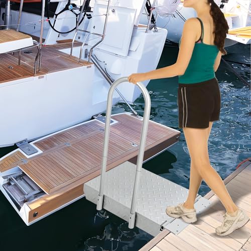 Silver Folding Dock Boarding Platform with Handrail M1220