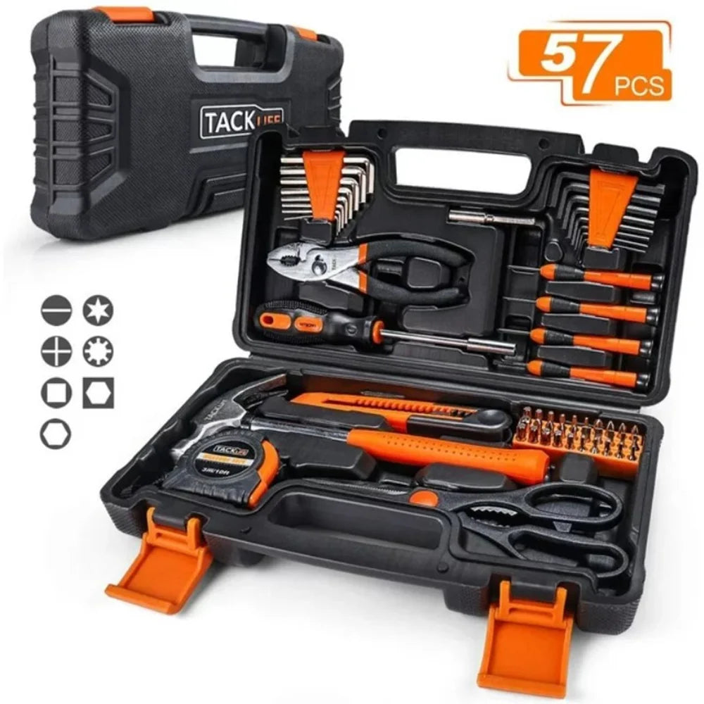 57-Piece Steel Hand Tool Set with Storage Case Black V850128