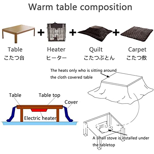 Kotatsu Heater Table Set with Quilt Carpet Heater M1391