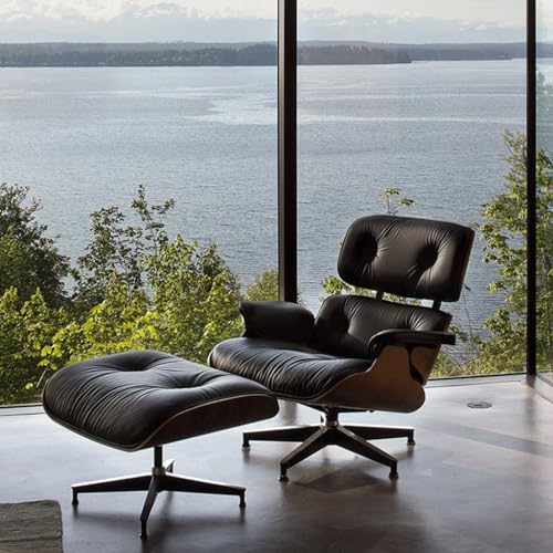 Single Leather Sofa Chair with Footrest D1938