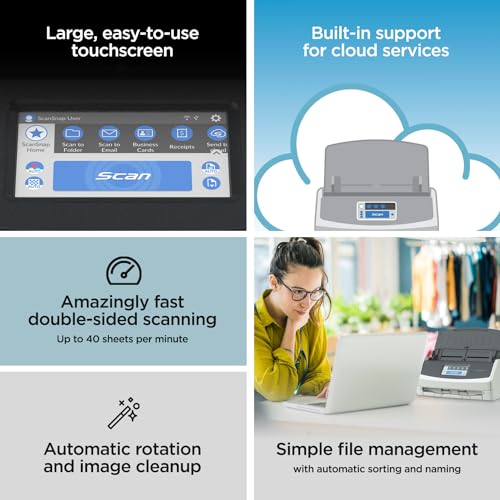 Black Wireless Document Scanner with Auto Document Feeder Y7885