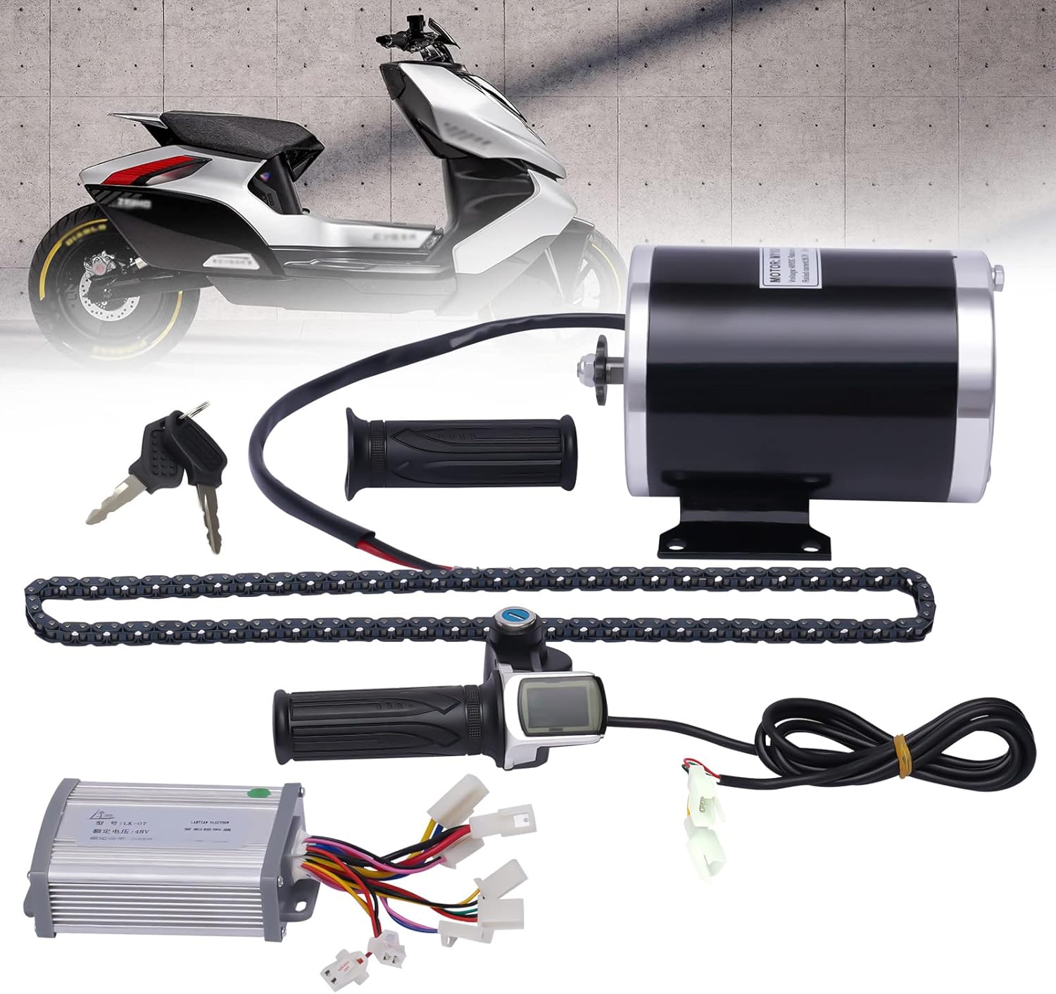 48V 1000W Brush Electric Bicycle Conversion Kit with Controller 3 Speed Gears H9037