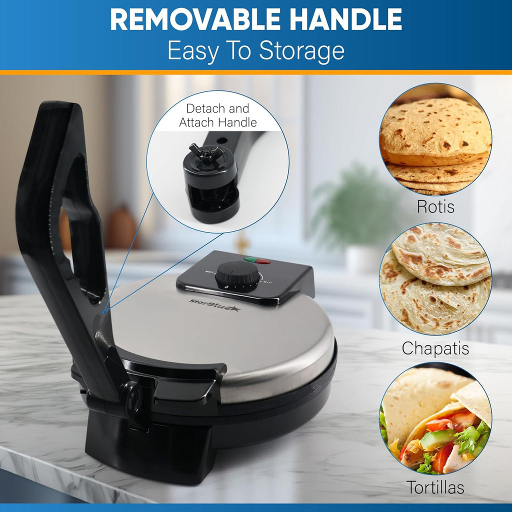 10inch Stainless Steel Non-Stick Electric Roti Maker with Removable Handle P41687