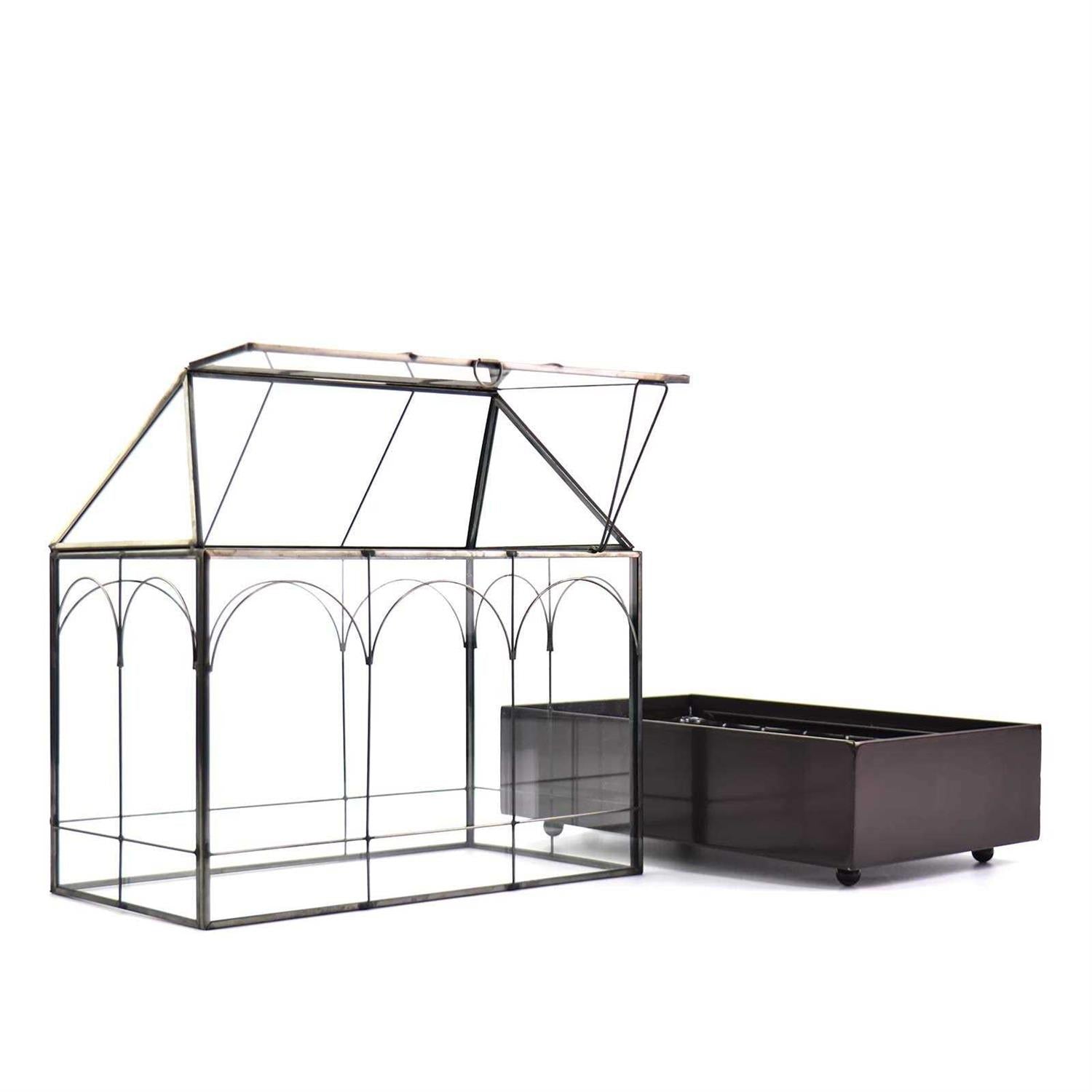 Large Tall Glass Plant Terrarium with Lip and Tray A691