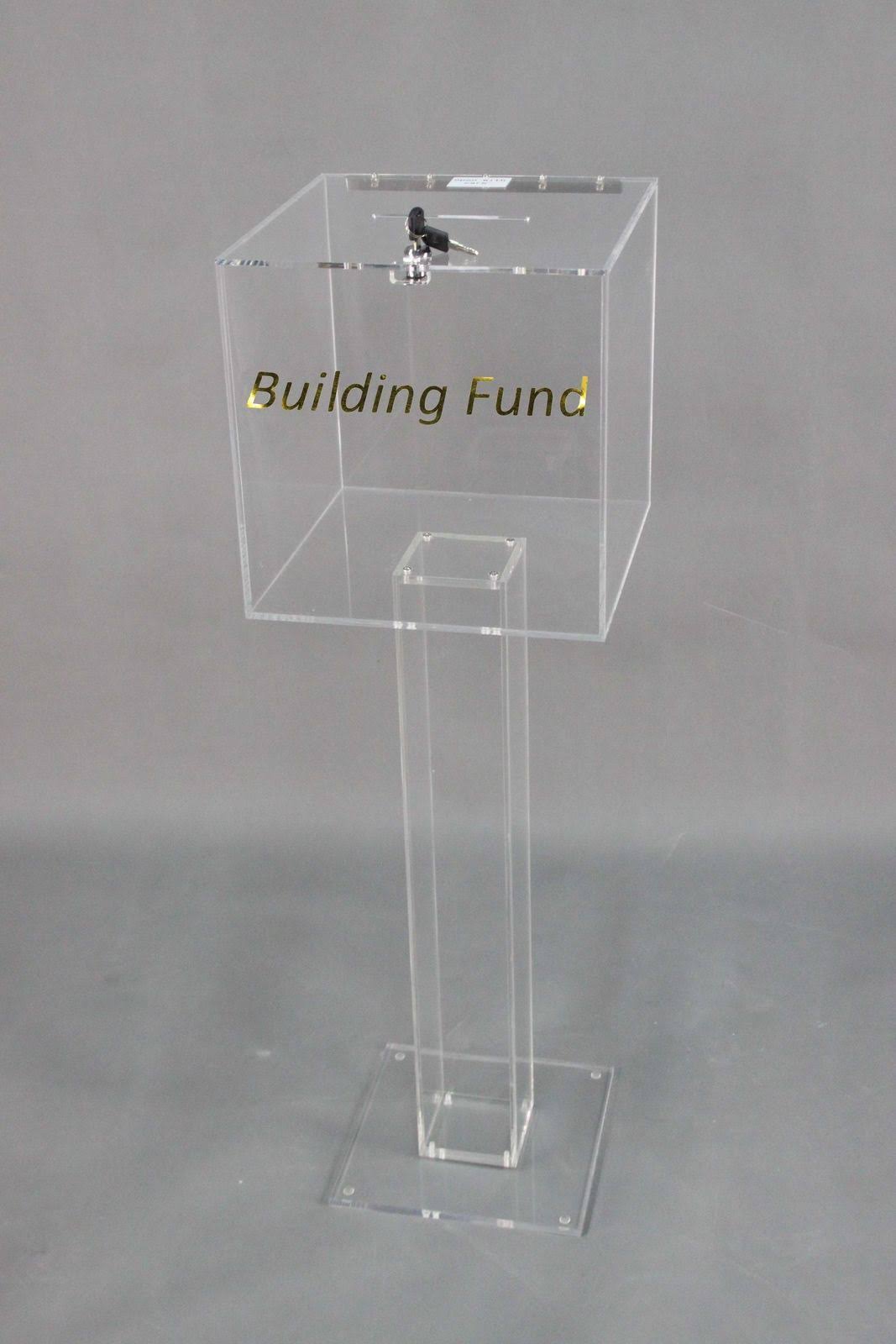 Clear Plexiglass Large Floor Standing Tithing Box O189