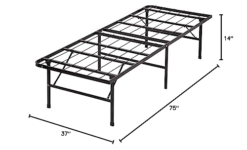 Black Twin Size Metal Platform Bed Frame with Steel Slat Support J498