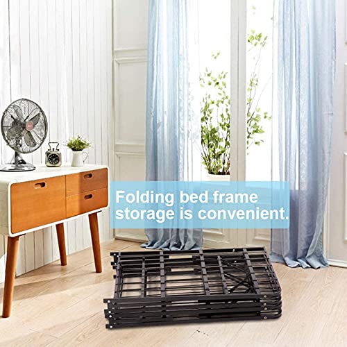 Black Twin Size Metal Platform Bed Frame with Steel Slat Support J498