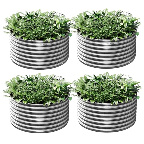 4 Pack 3x3FT Round Galvanized Metal Raised Garden Bed F56385