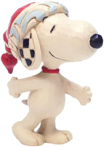Snoopy with a Christmas Cap Miniature Figurine, 3 Inch, Multicolor A68187