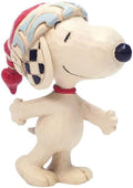 Snoopy with a Christmas Cap Miniature Figurine, 3 Inch, Multicolor A68187