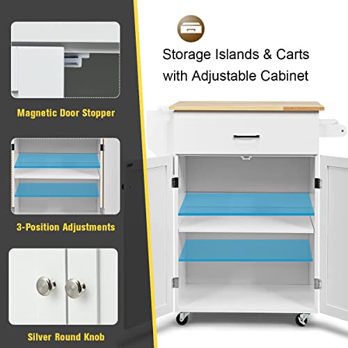 Kitchen Island Cart with Storage on Wheels D7467