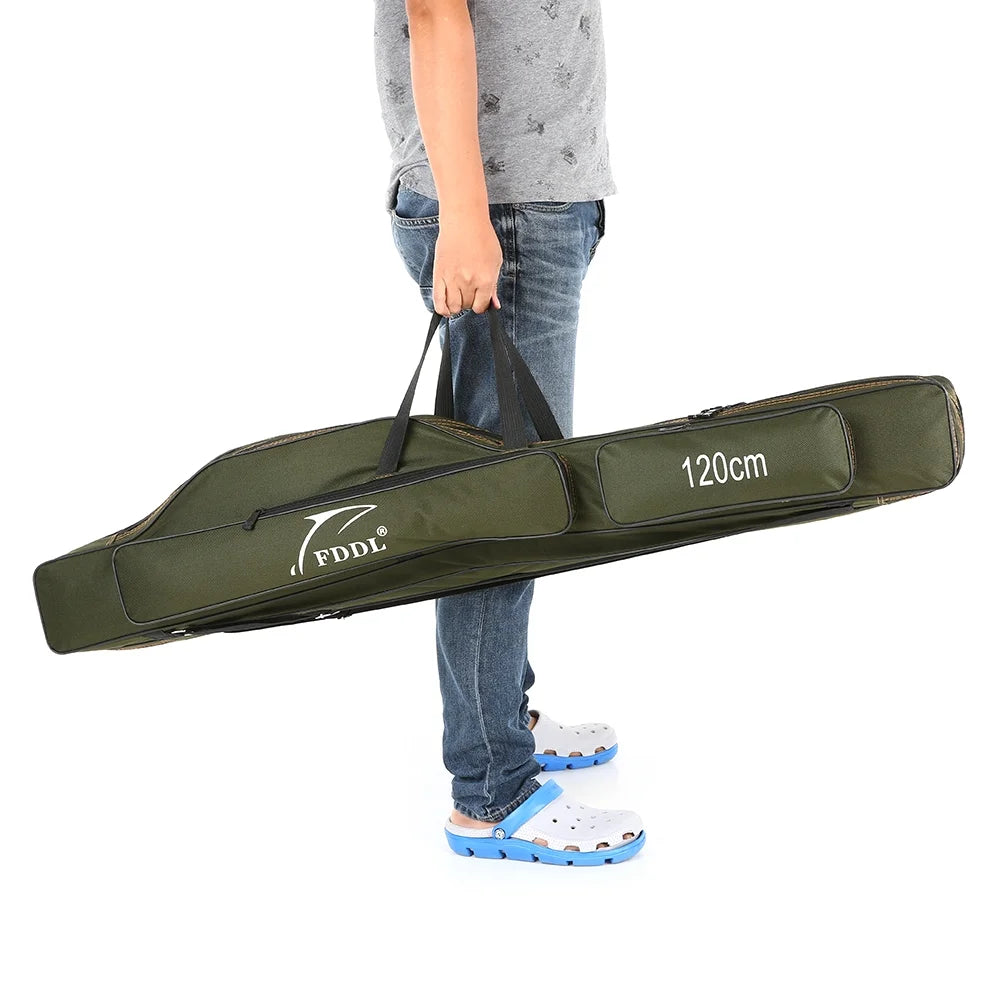 Portable Folding Fishing Rod Carrier Canvas Storage Bag Case H8085