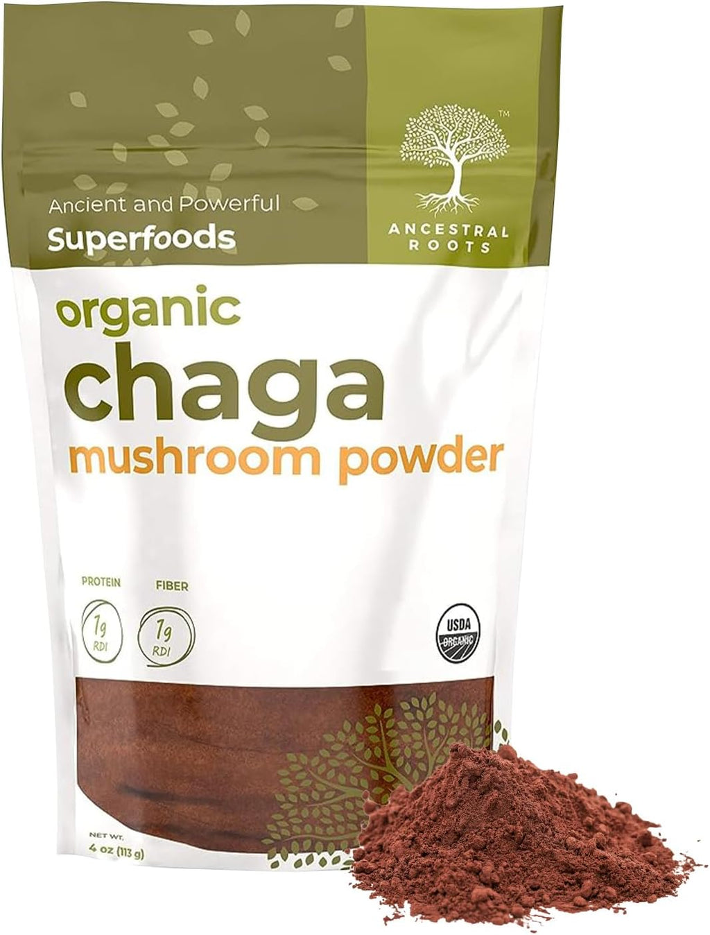 Organic Chaga Mushroom Powder, 4 oz, USDA Organic M201