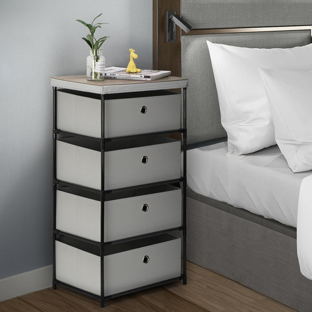 Light Gray Fabric 4 Drawer Storage Dresser J49941