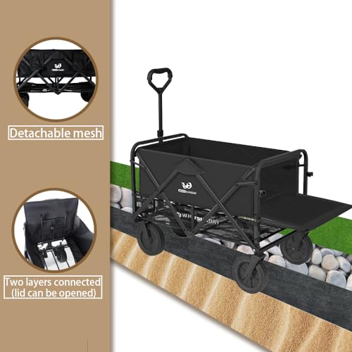 Collapsible Double Decker Wagon with All-Terrain Big Wheels Black I744710