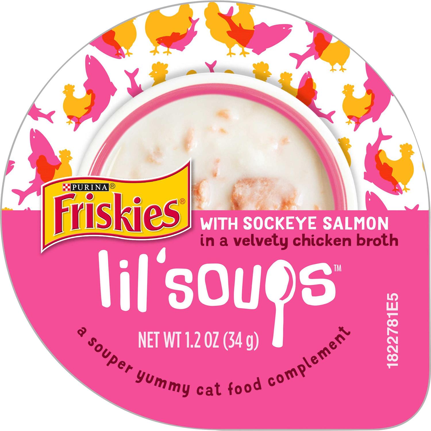 Lil' Soups with Sockeye Salmon in Chicken Broth Lickable Cat Food Topper, 1.2-oz cup, case of 8 T957830