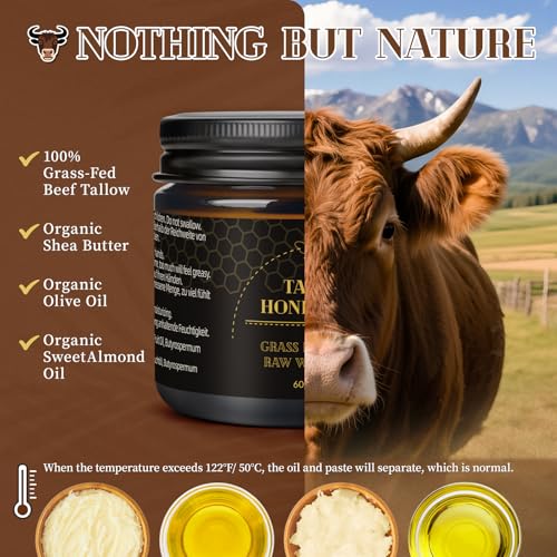 Organic Grass-Fed Beef Tallow Balm with Raw Wild Honey (120g) E5133