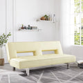 Cream Faux Leather Convertible Futon Sofa E934986