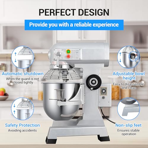 15Qt 600W Commercial Food Mixer, 3-Speed Adjustable Heavy Duty Stand Mixer with Stainless Steel Bowl D225