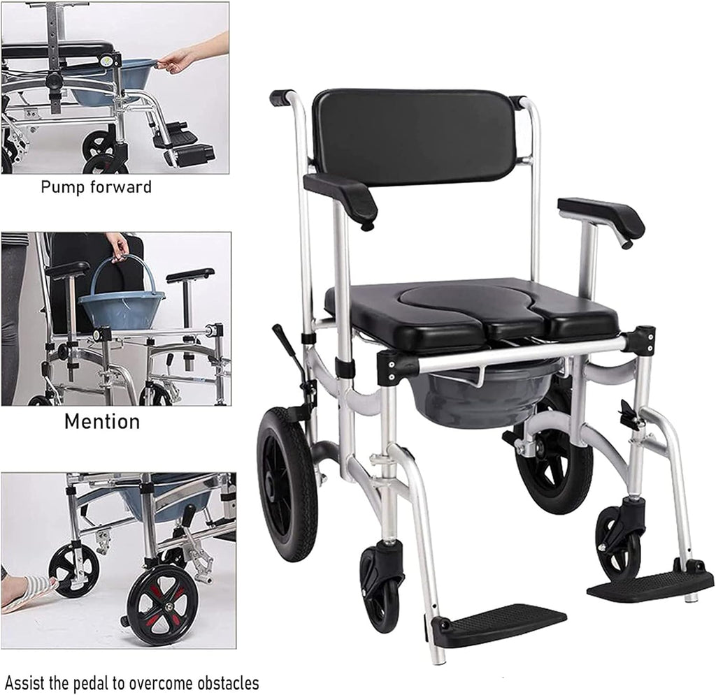 Aluminum Commode Shower Chair with Wheels G264638
