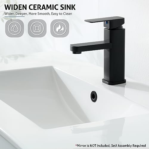 White 36" Bathroom Vanity with Sink and Laundry Hamper, 2 Doors, 1 Drawer C2910