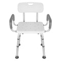 Shower Chair with Back and Padded Armrests, 6 Levels Adjustable Height W4240