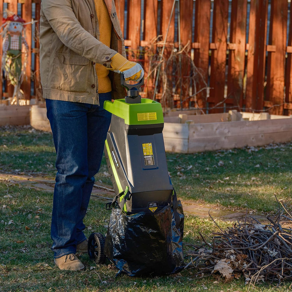 15-Amp Electric Corded Chipper/Shredder with Collection Bag E264844