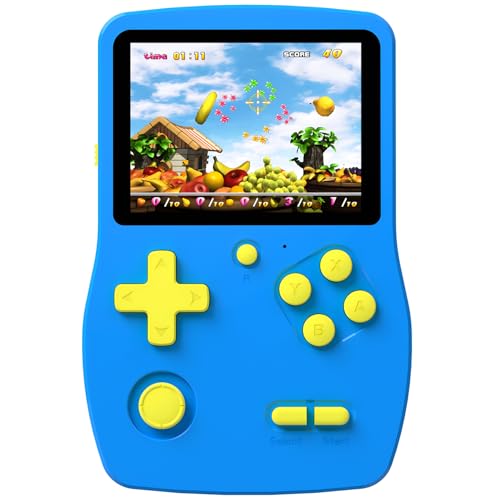32 Bit Handheld Games with 139 Video Games 3.0 Inches IPS Screen Rechargeable Gaming Device (Blue) W133