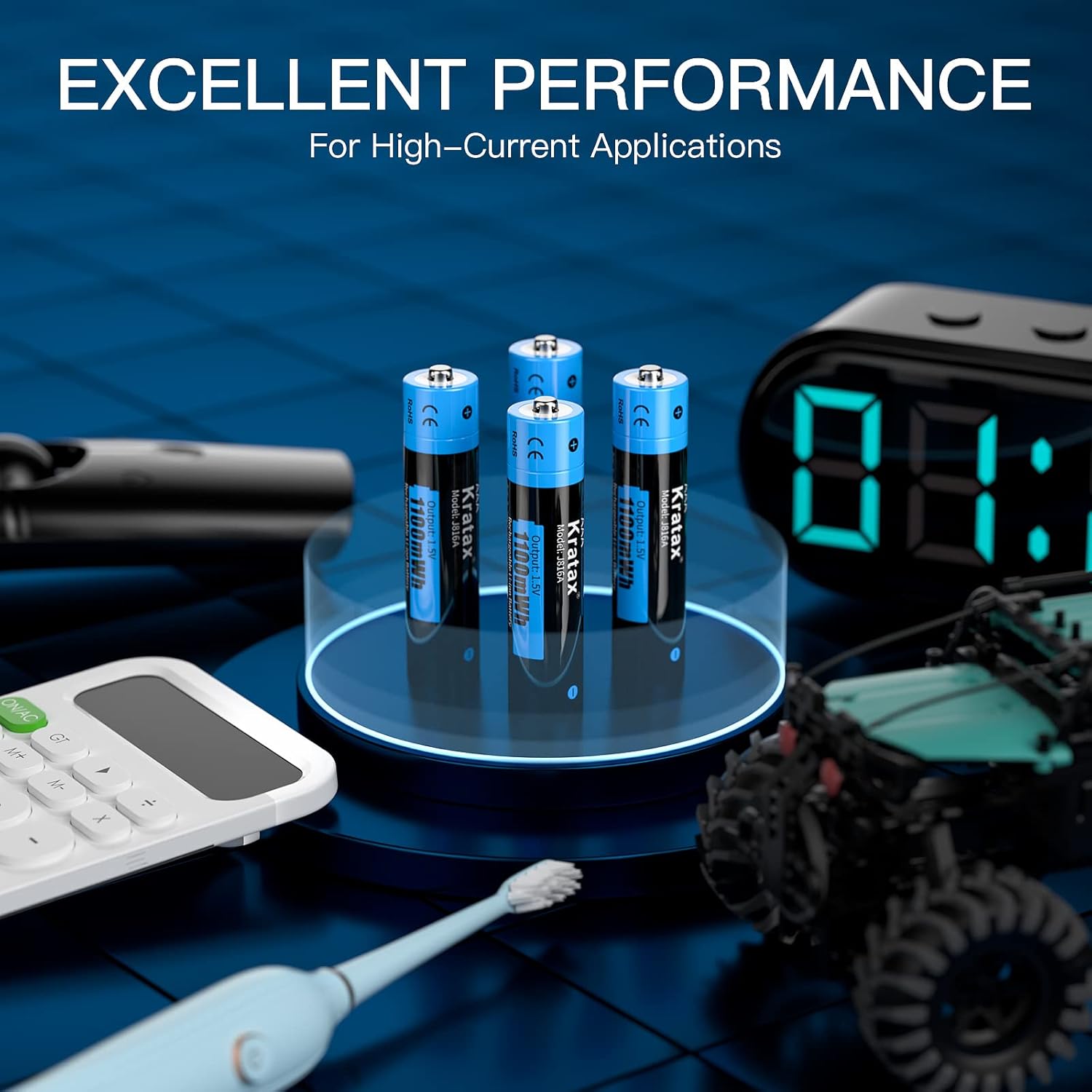 AAA Rechargeable Lithium Batteries, 4 pack 1.5V 1100mWh Li-ion Triple A Batteries with Fast Battery Charger N88062