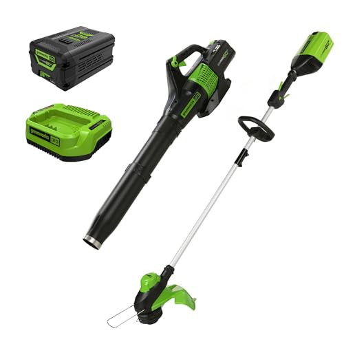 40V Cordless String Trimmer + Leaf Blower Combo Kit with 2.0Ah Battery and Charger O32860