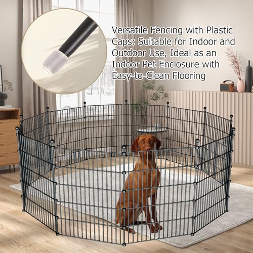 32in H x 23.6ft L Rustproof Metal Fence D935814